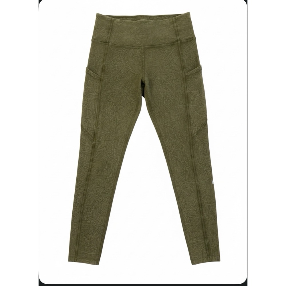 Lululemon Womens Size 8 Cropped Green Forest Eco's High Rise Pockets Leggings